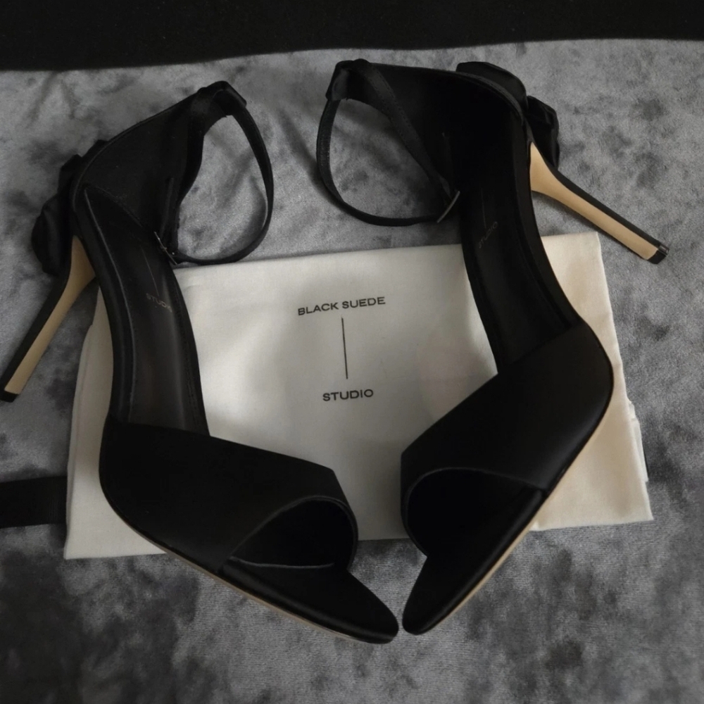 Black Suede Studio Josey Satin Heels EU 41 US 11 - Picture 4 of 10